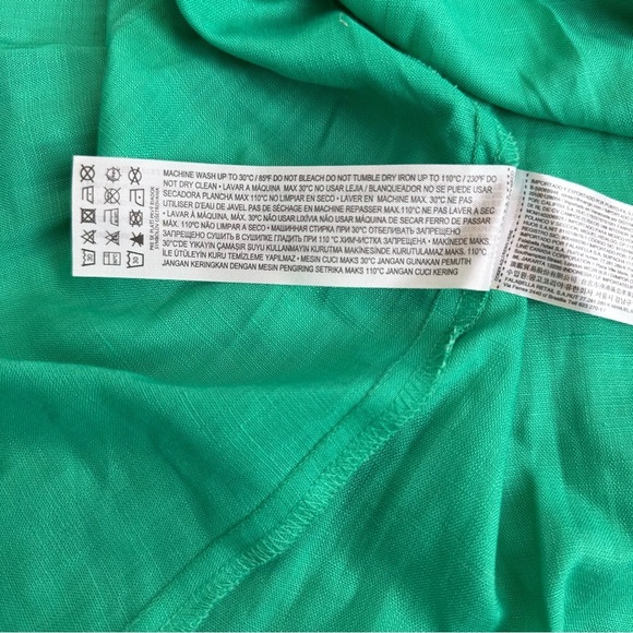 Mango Green Midi Dress Linen-Blend Dress with Buttons Size Medium - Picture 9 of 10